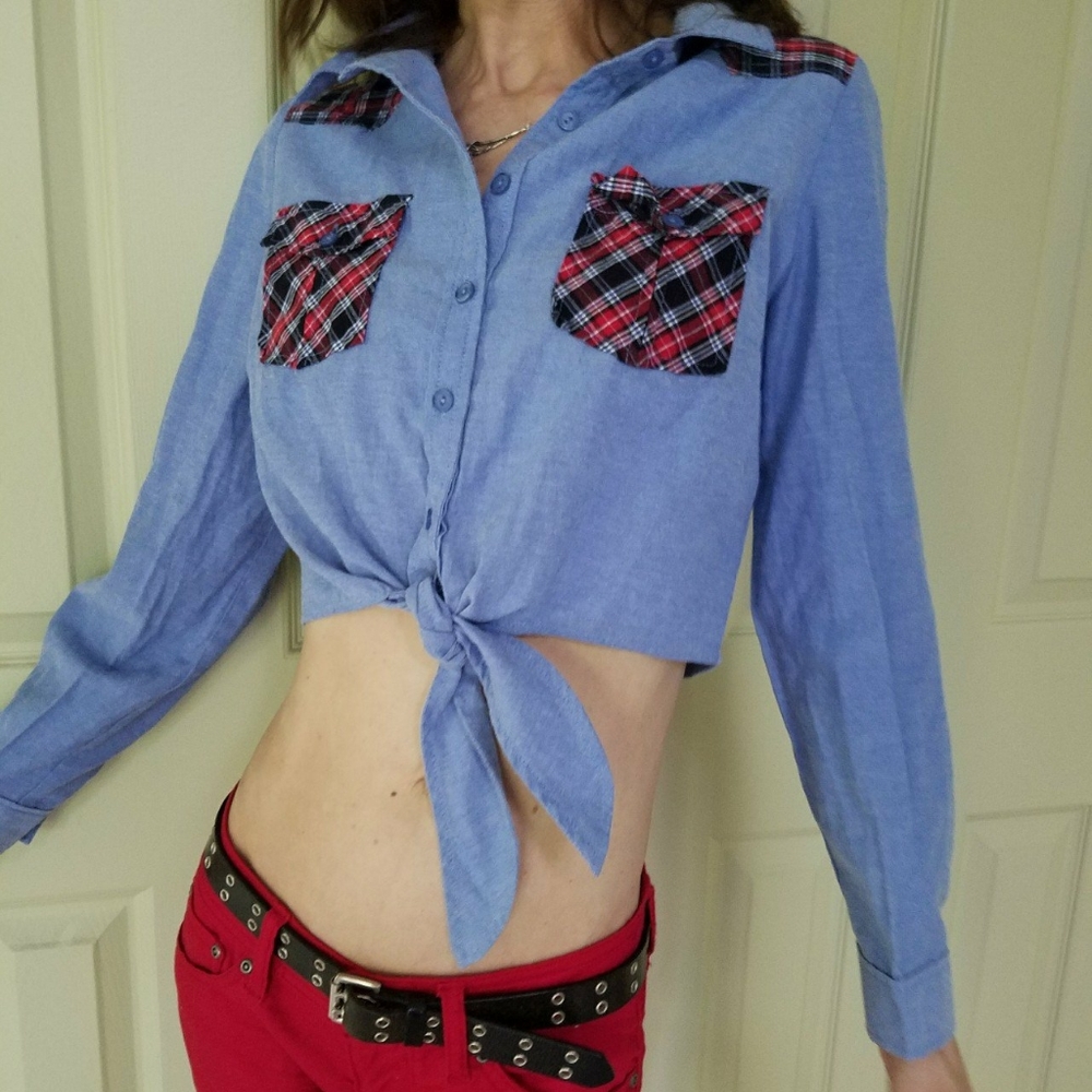 Vintage Western Button Up Daisy Duke Cropped Top